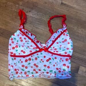 Cherry mesh tank top brand unknown